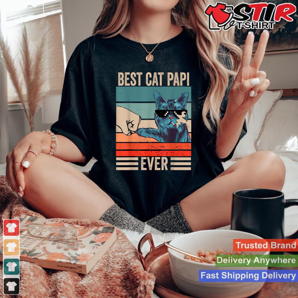 Vintage Best Cat Papi Ever Father's Day Gifts Shirt Hoodie Sweater Long Sleeve