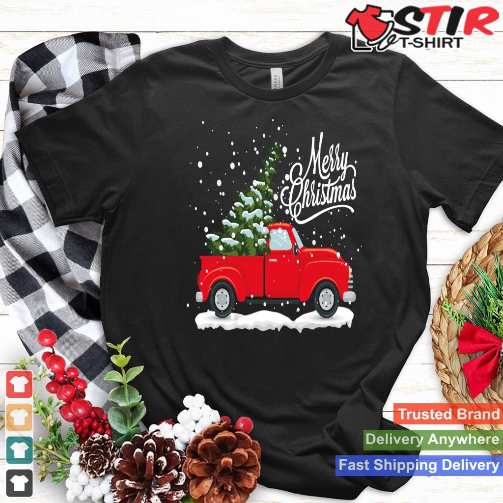 Vintage Red Truck Christmas Tree Long Sleeve Shirt Hoodie Sweater Long Sleeve