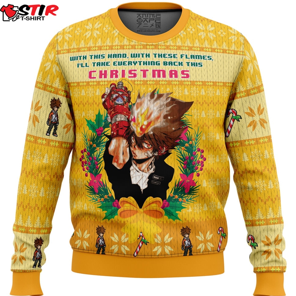 With This Hand, With These Flames Katekyo Hitman Reborn Ugly Christmas Sweater Stirtshirt