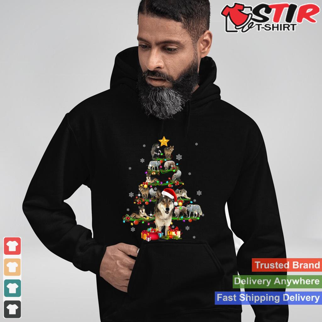 Wolf Christmas Tree X Mas Lover Womens Gift Shirt Hoodie Sweater Long Sleeve