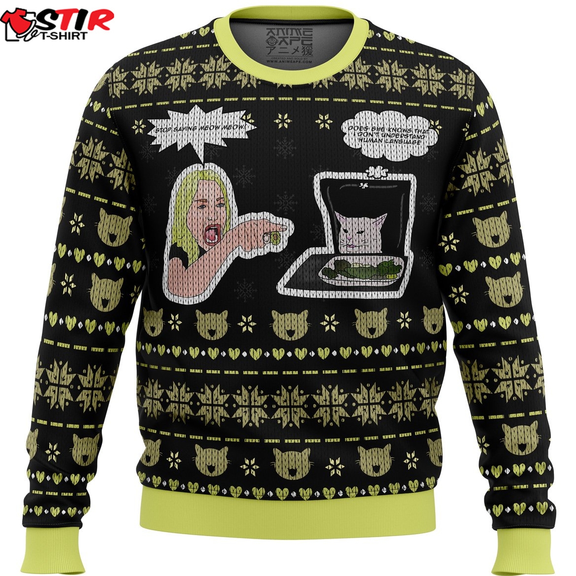 Woman Yelling At Cat Meme Ugly Christmas Sweater Stirtshirt