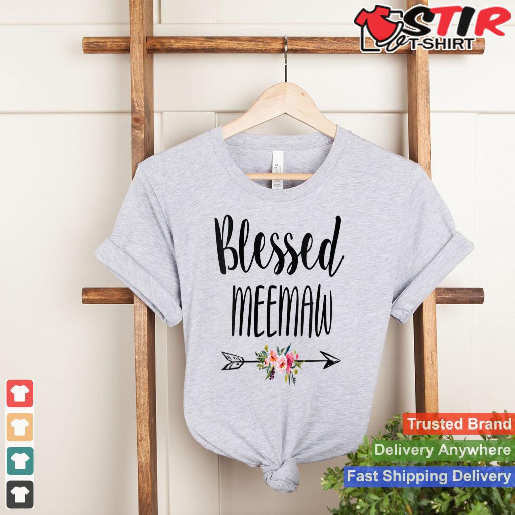 Womens Blessed Meemaw Cute Loved Grandma Life Funny Gift V Neck