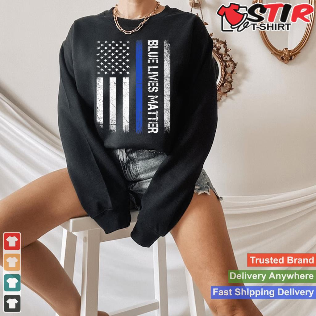 Womens Blue Lives Matter Thin Blue Line Usa Flag Police Support V Neck_1 Shirt Hoodie Sweater Long Sleeve