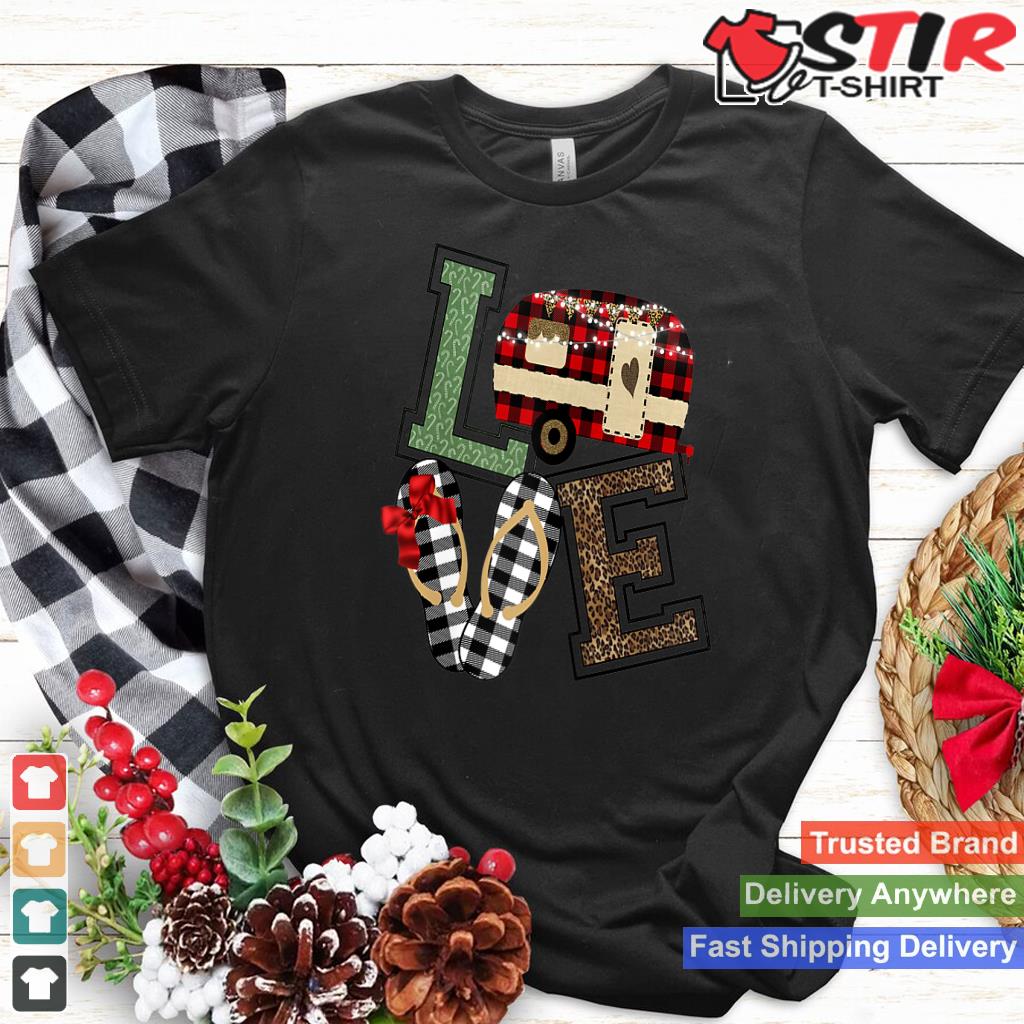 Womens Christmas Camper Red Plaid Rv Trailer Love Camping Shirt Hoodie Sweater Long Sleeve