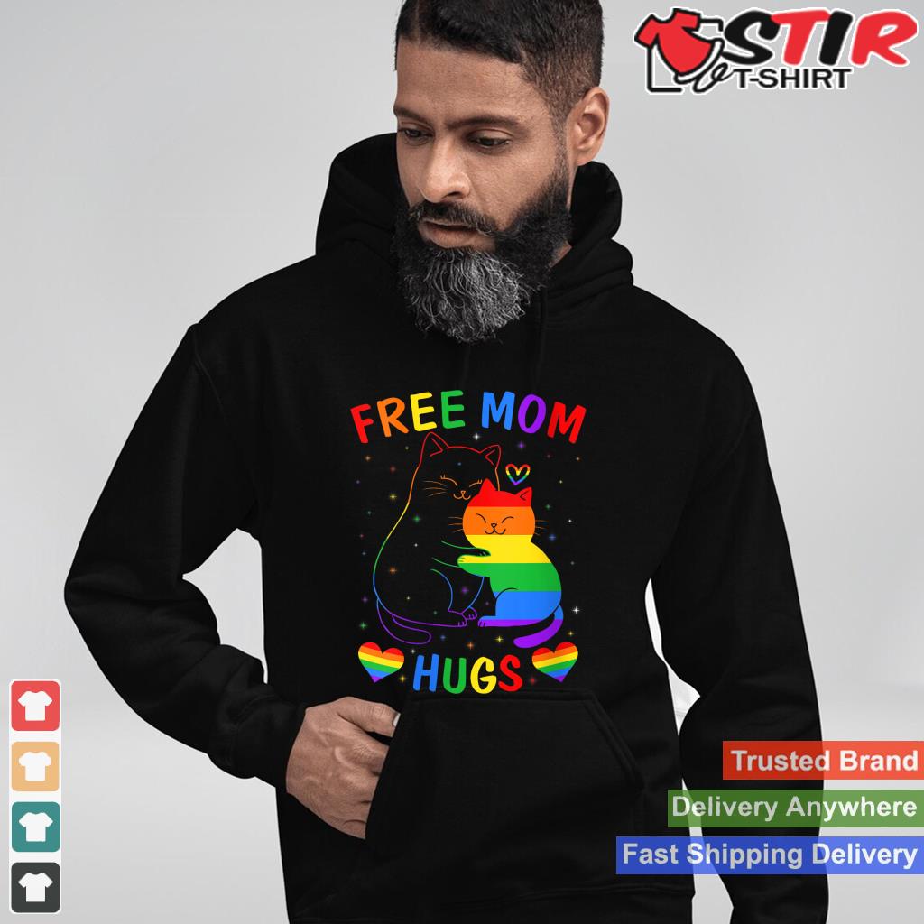 Womens Free Mom Hugs Lgbt Cat Gay Pride Les Rainbow Ally Support V Neck_1 Shirt Hoodie Sweater Long Sleeve