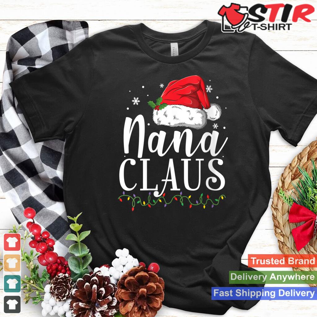 Womens Funny Nana Claus Christmas T Shirt Pajamas Santa Gift V Neck