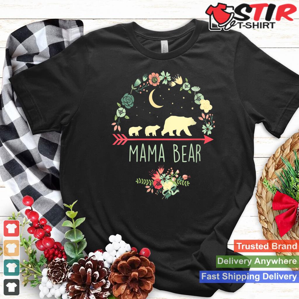Womens Mama Bear With 2 Cubs Shirt   Floral Mother's Day Gift V Neck Shirt Hoodie Sweater Long Sleeve