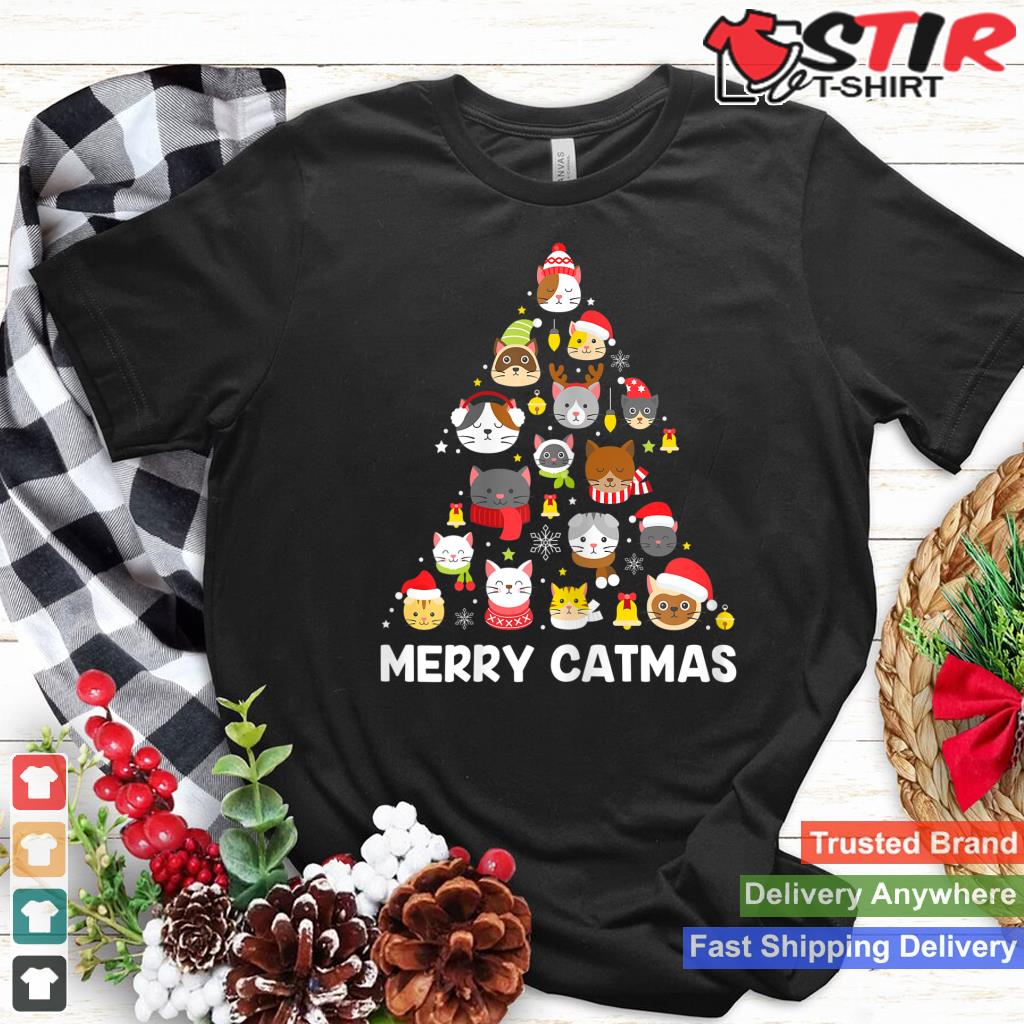 Womens Merry Catmas Funny Christmas Cat Shirt For Cat Lovers Shirt Hoodie Sweater Long Sleeve