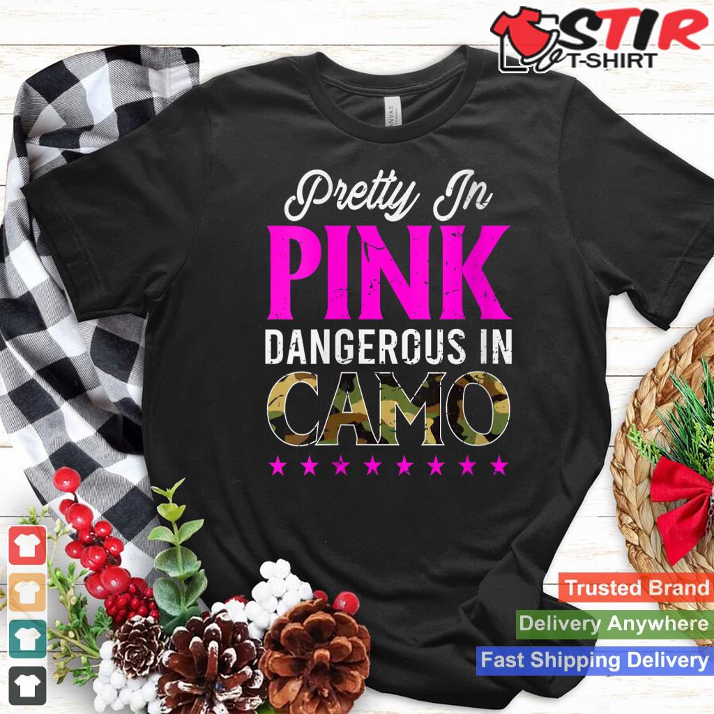 Womens Pretty Pink Dangerous In Camo, Hunting Hobby V Neck_1 Shirt Hoodie Sweater Long Sleeve