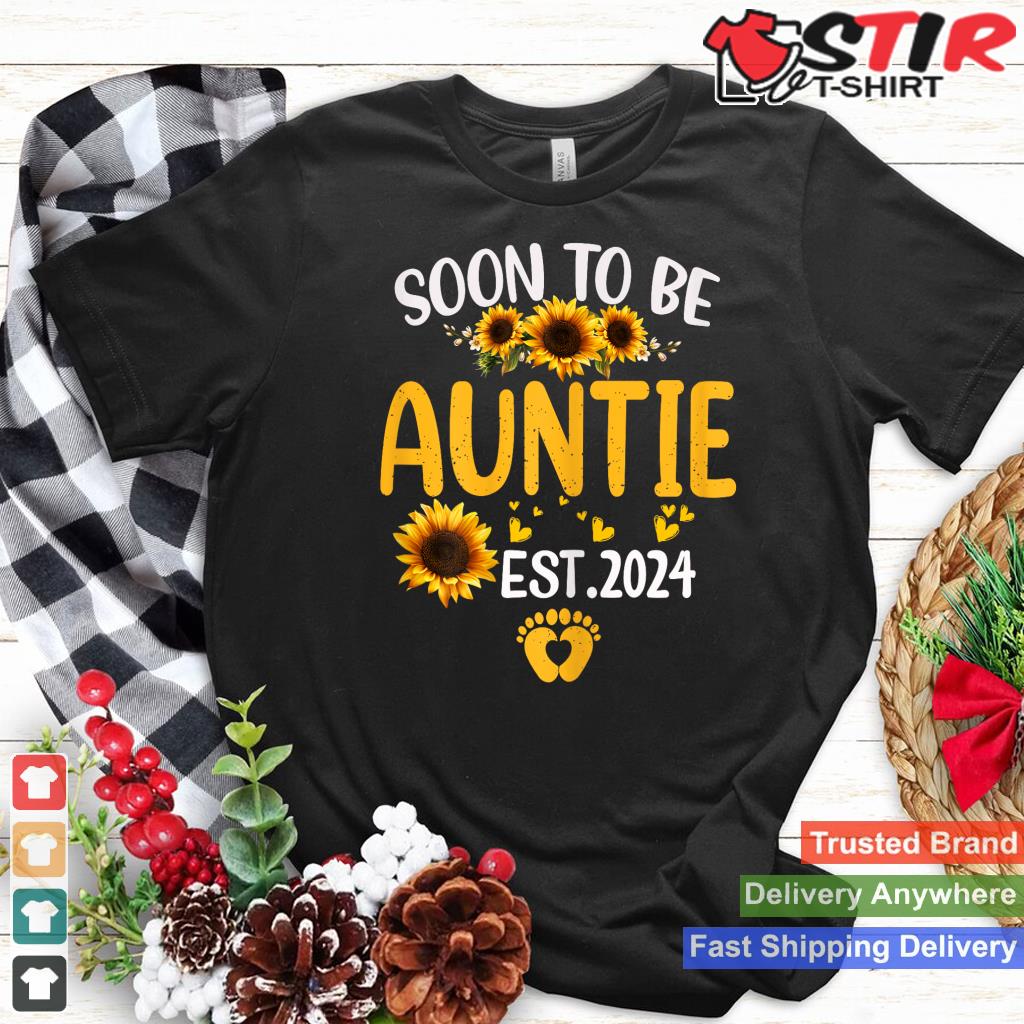 Womens Soon To Be Auntie 2024 Shirt Mother's Day For New Auntie Shirt Hoodie Sweater Long Sleeve