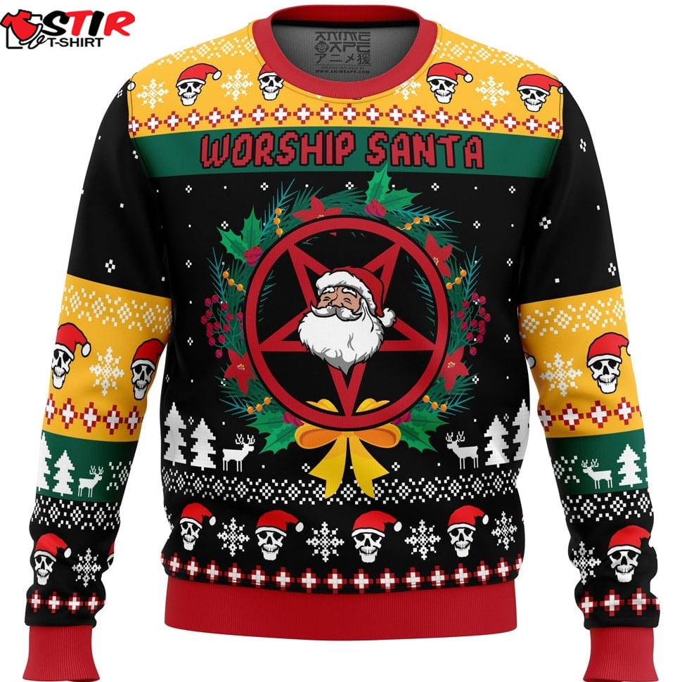 Worship Santa Ugly Christmas Sweater Stirtshirt