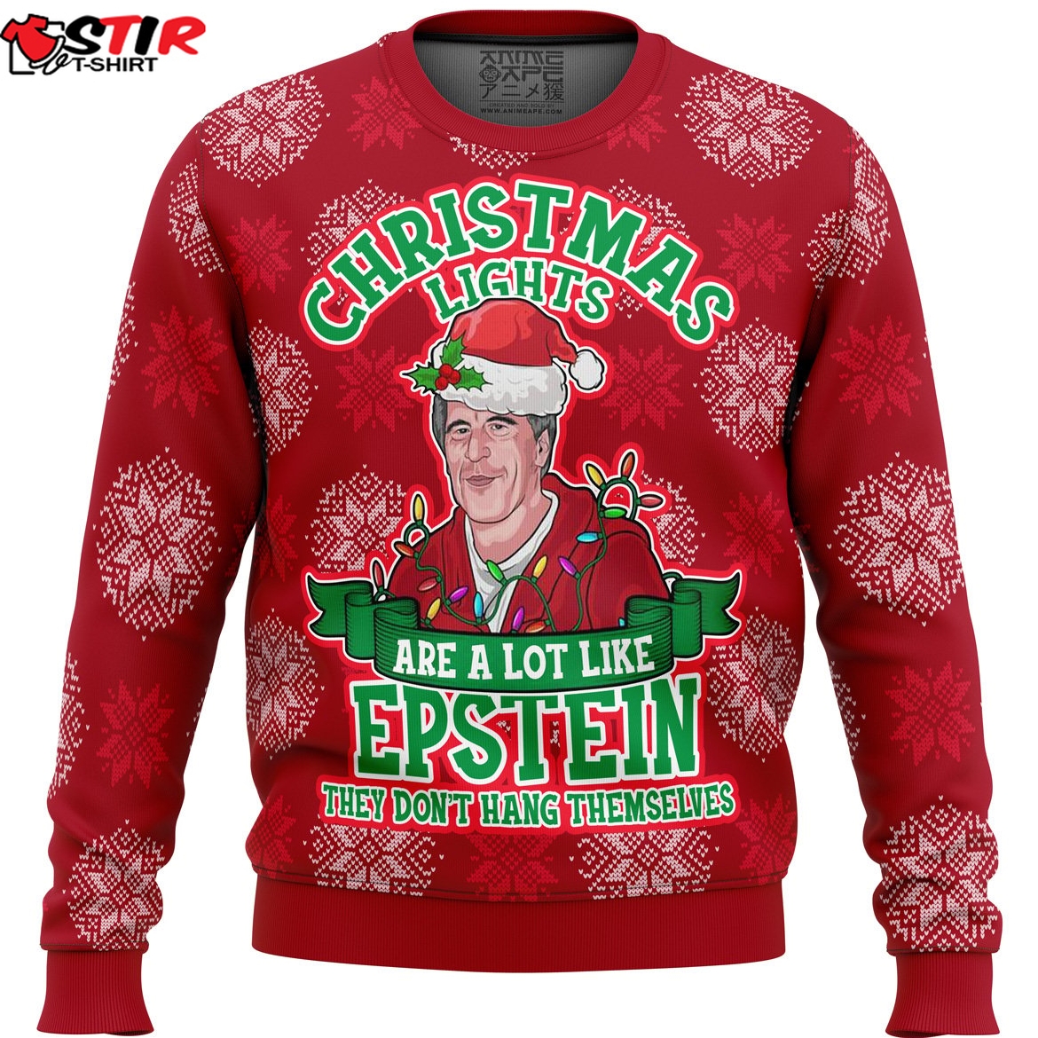 Xmas Lights Are Like Epstein Ugly Christmas Sweater Stirtshirt